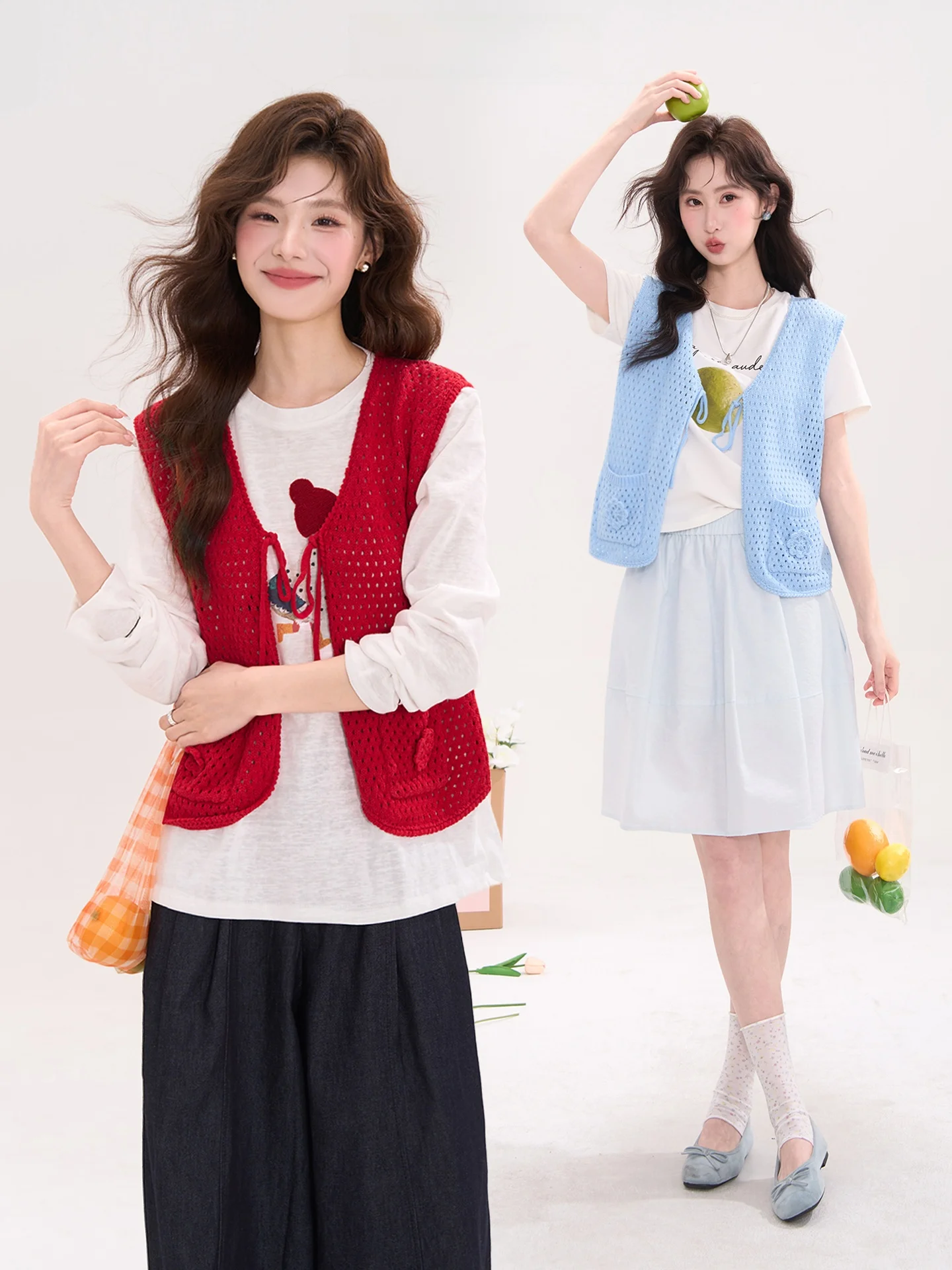 

Вязаный ажурный жилет Heme для женщин: весенне-летний повседневный стиль, с цветочным узором, воздушный, с дизайном «листья», открытый кардиган