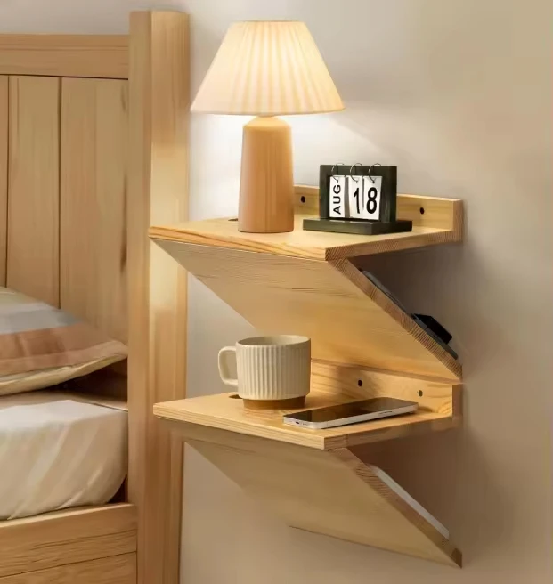 #Factory-Customized Small Contemporary Wall-Mounted Apartment Bedroom Living Room Hotel Floating Nightstand Bedroom Furniture