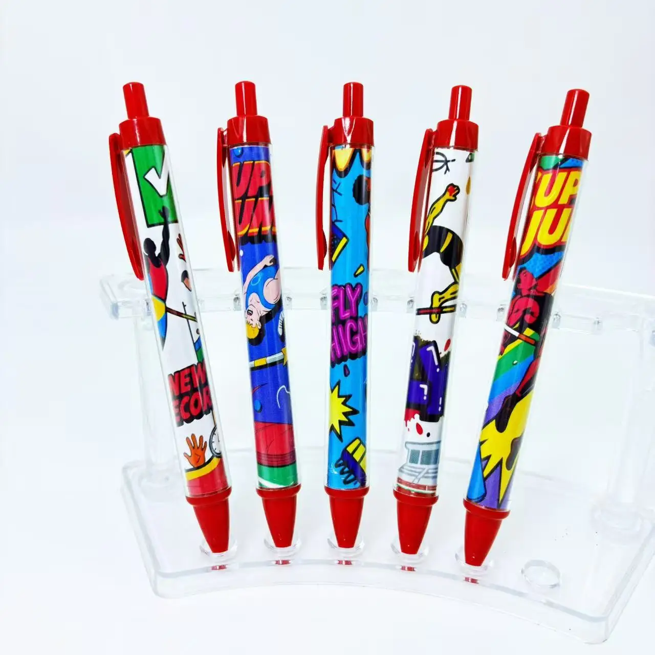 

5Pcs/10Pcs High Jump Sports Themed Ballpoint Pens High Jump Athlete Retractable Ballpoint Pens Back-To-School Student Writing Pens