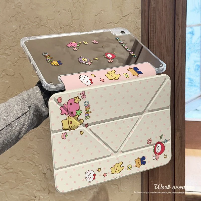 

Mirror Y-Fold For iPad 2025 Protective Case Simple Cartoon Air6/5/4 10th 10.2in 9.7in Pro 11 inch All Inclusive 9/10 Generation