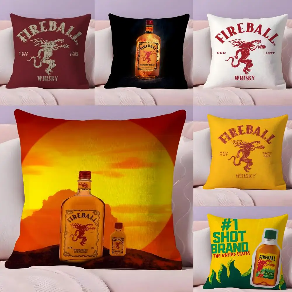 Funda de almohada Fireball C-Cinnamon Whisky, funda de almohada de tela de felpa, estampado suave de doble cara, cojín de alta calidad para el hogar y el sofá