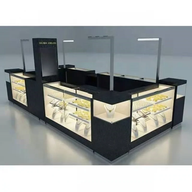 Custom. modern shopping mall Jewelry Counter Design Wooden Jewelry Kiosk Showcase Design for Mall