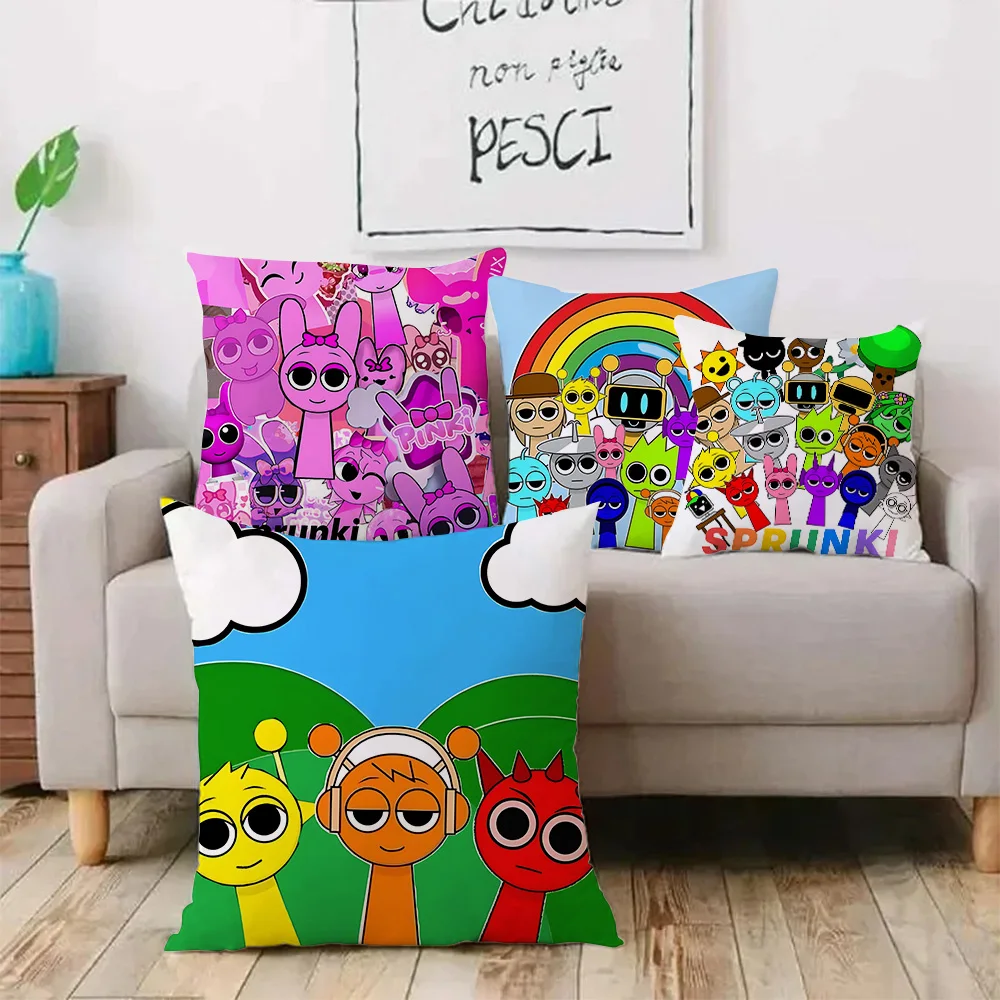 Game funny For S-SprunkiS Pillow Covers Cartoon Sofa Decorative Home Double-sided Printing Short Plush Cute Cushion Cover