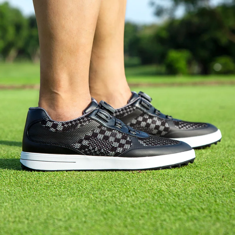 PGM Men Golf Shoes New Breathable Mesh Rotating Laces Rubber Spikes