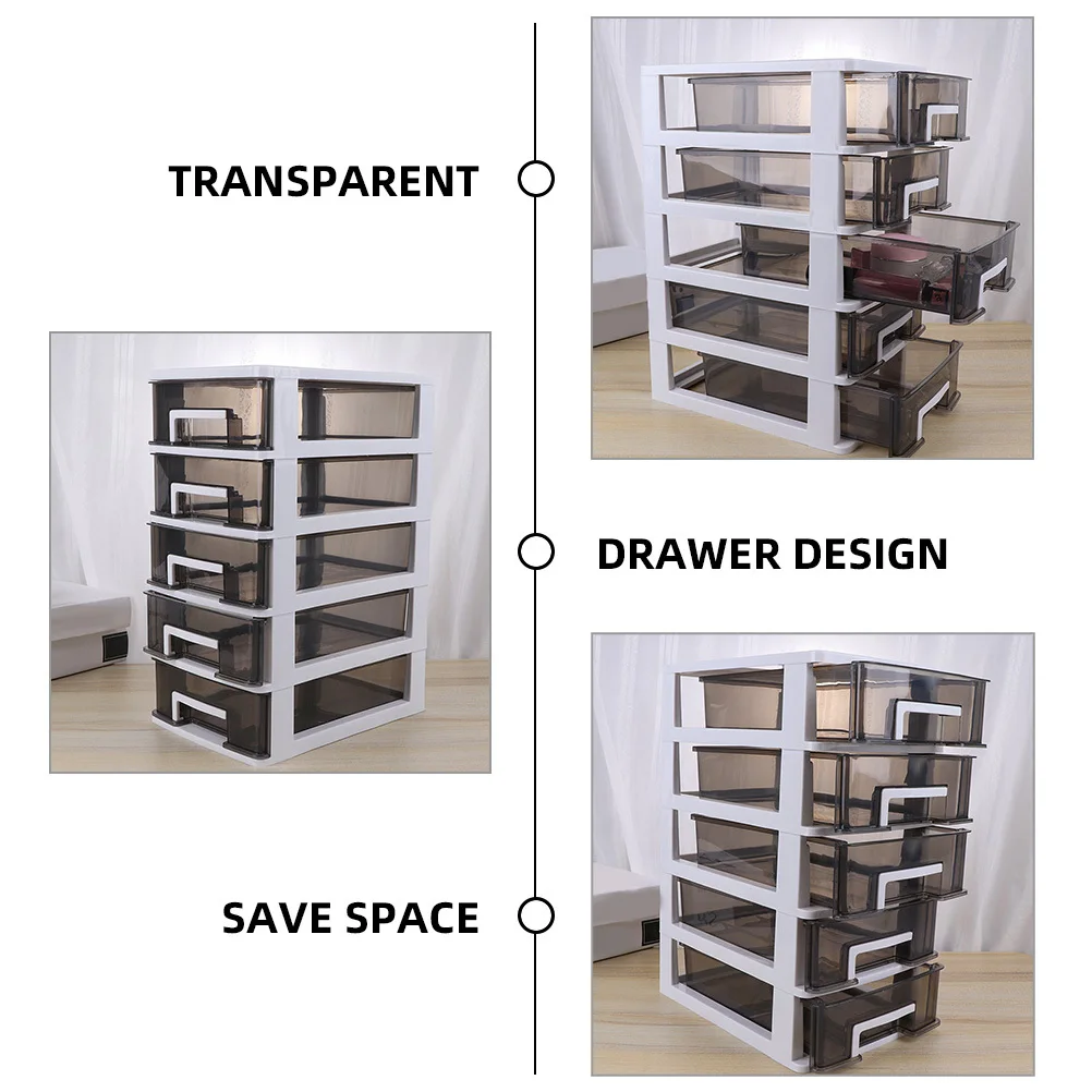 

2Pcs Desk Organizer 5-Layer Drawer Design Plastic Storage Cabinet for Cosmetics Sundries Jewelry Vanity Table Organizer with