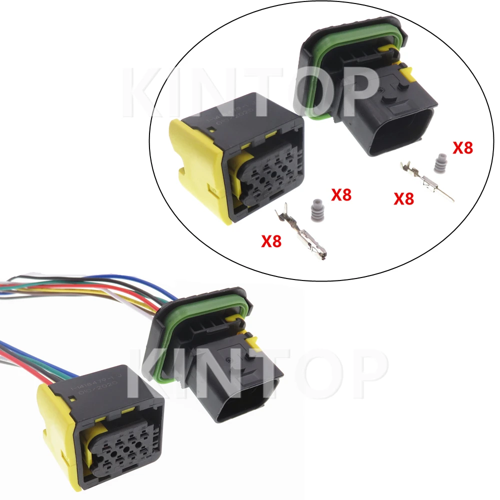 

1 Set 8 Pins AC Assembly Auto Plastic Housing Connector with Wires Auto Electrical Socket 1-1418479-1 1-1564416-1