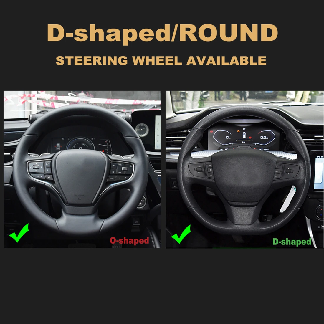 OEMASSIVE DIY Steering Wheel Cover 38cm 15Inch Genuine Leather Punched with Needle and Thread  Car Vehicle Interior Accessories