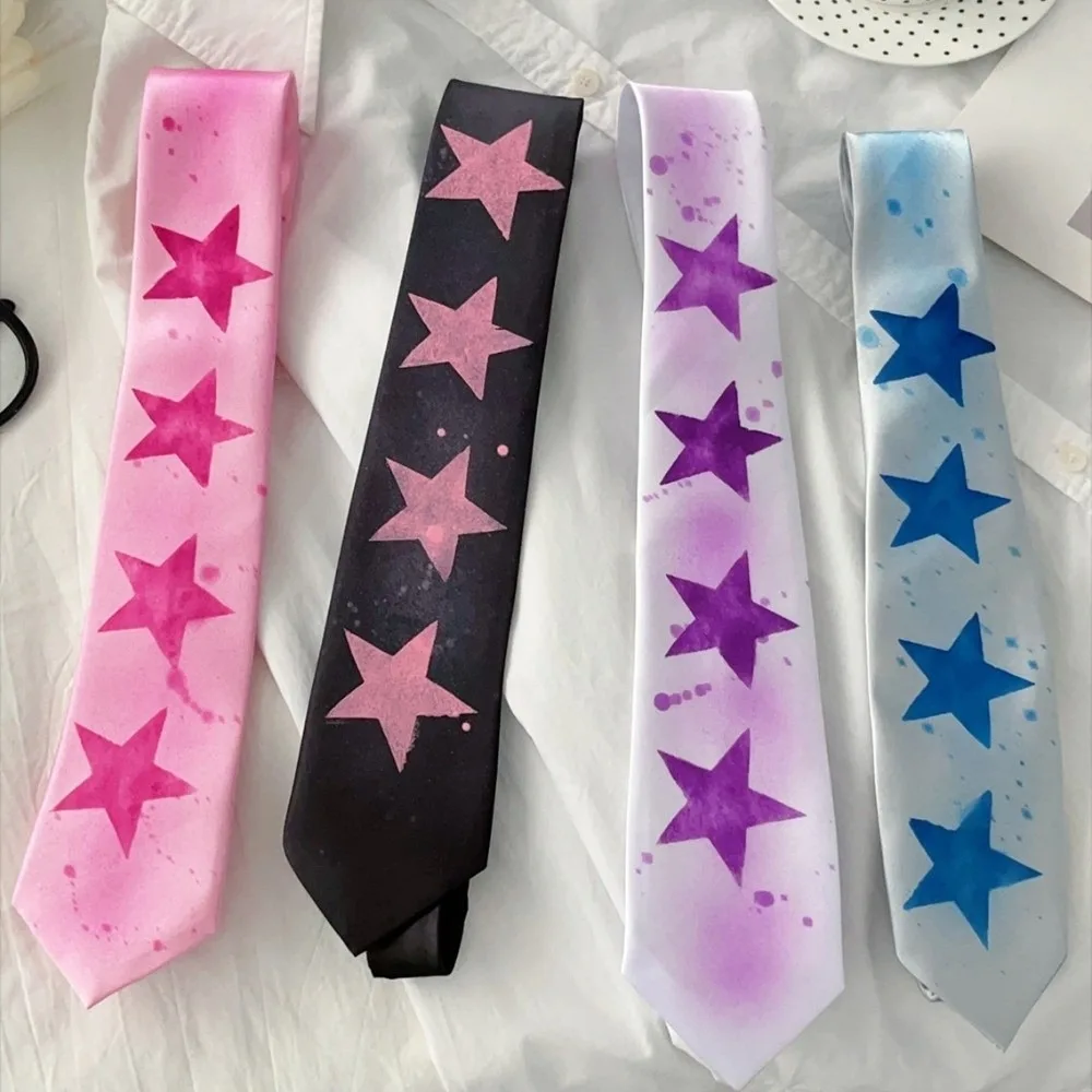 

Креативный галстук со звездой Y2K, милый регулируемый глянцевый галстук, узкий галстук унисекс с ручной завязкой, аксессуары для костюма