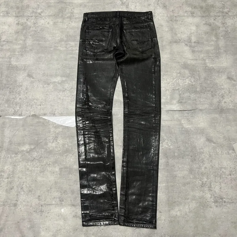 HKSH Autumn New Men Tide Dark Vintage Stylish Damage Waxed Denim