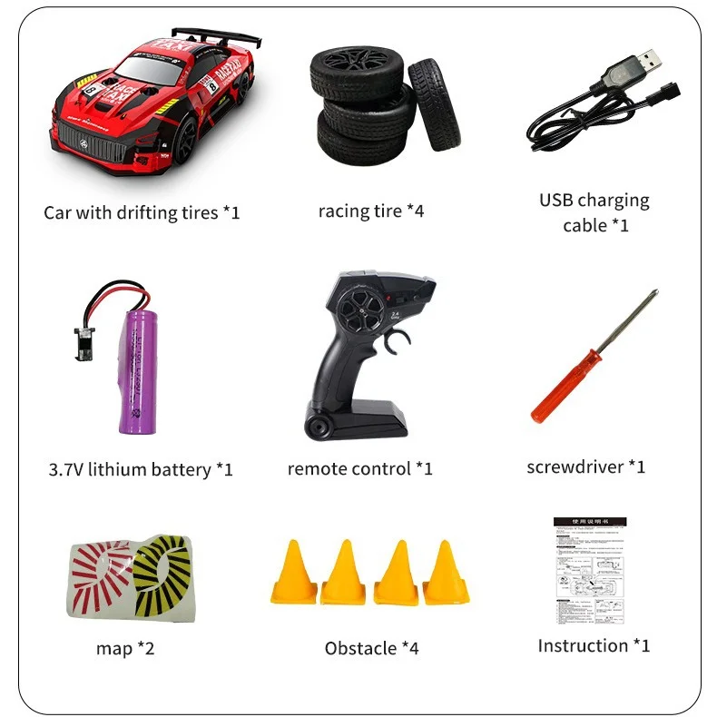 JJRC Q165 Drift RC Car 2,4G Radio de alta velocidad con luz modo Dual efectos LED Mini Control remoto modelo de coche de carreras