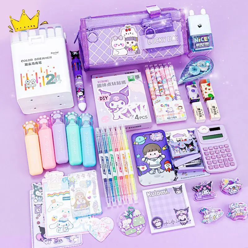 New Sanrio Cartoon Learning Stationery Set School Supplies Handbag Pen Case Special Set For Students' First Birthday Gift