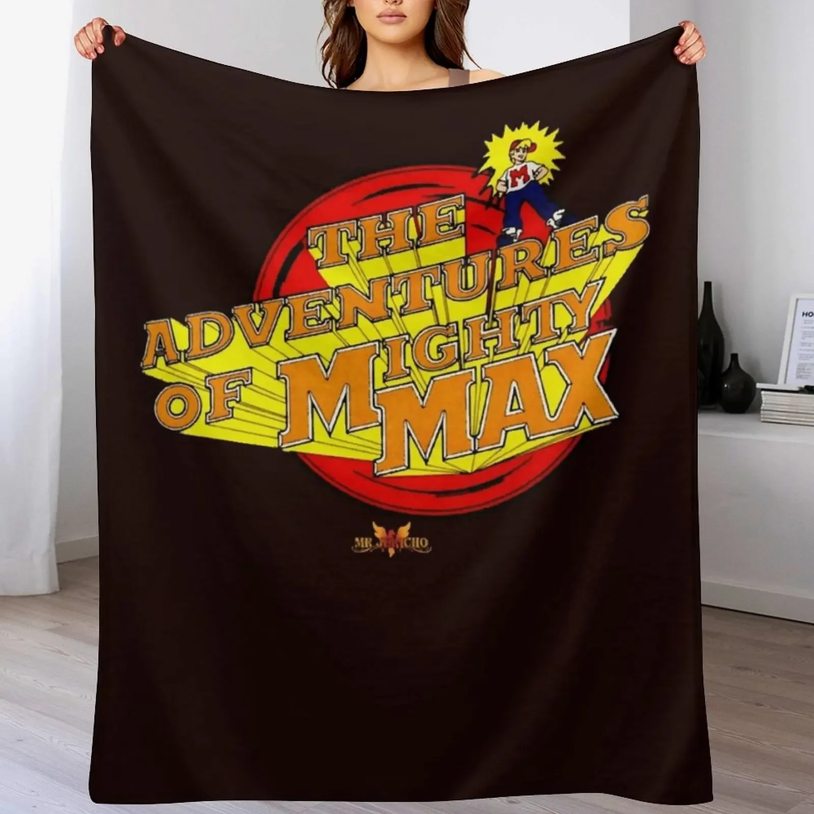 Couverture polaire élégante et chaude Mighty Max, motif dessin animé rétro classique, pour hôtel et maison