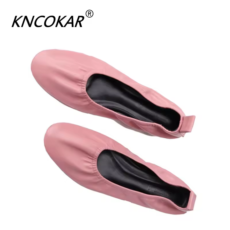 KNCOKAR נעל סבתא נקבה עם תחתית שטוחה אביב בסגנון חדש עם פה רדוד שיקום Ancient Ways נעלי בלט לנשים