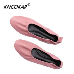 KNCOKAR zapato de abuela para mujer, fondo plano, primavera, nuevo estilo, boca poco profunda, restauración de maneras antiguas, zapato de Ballet para mujer, zapato individual