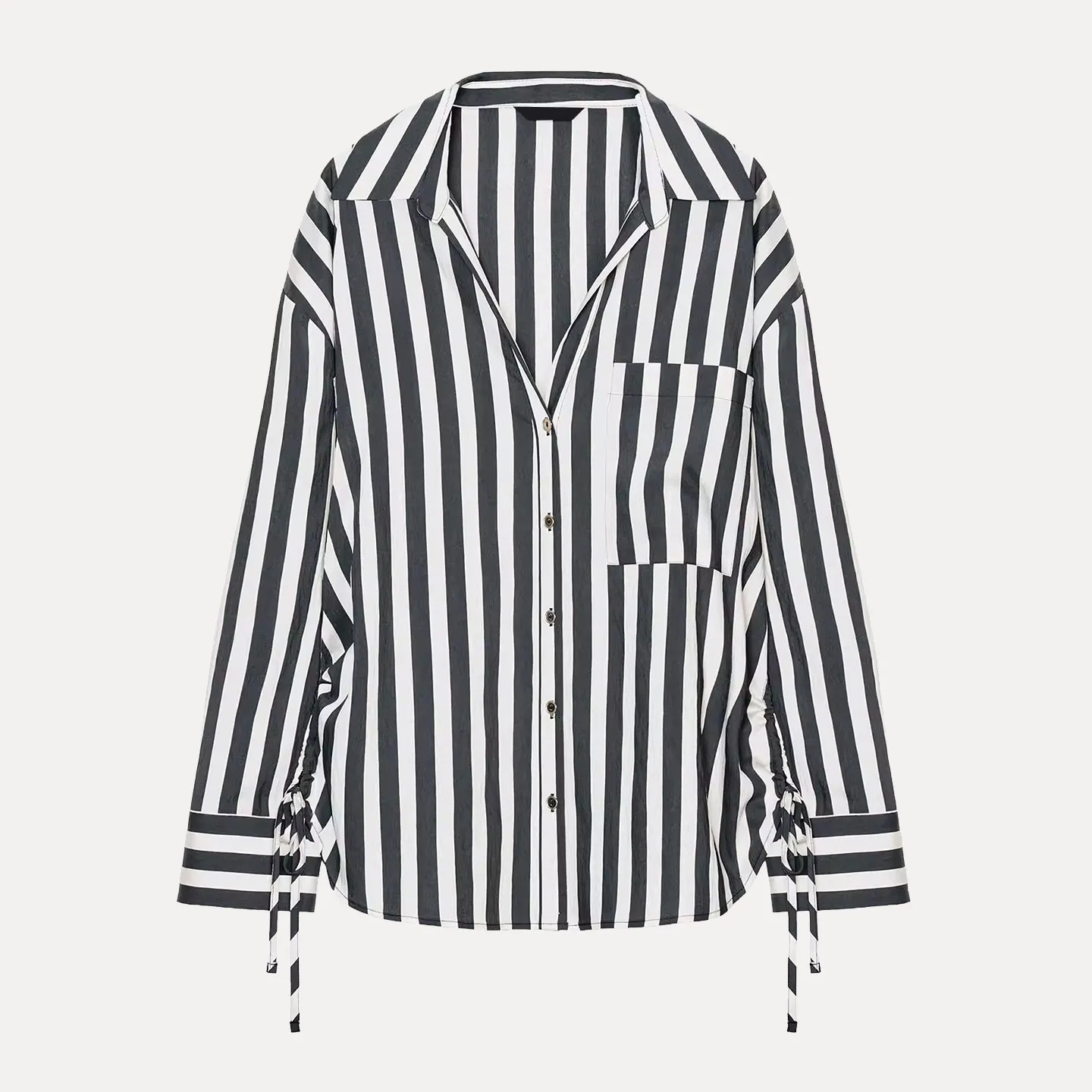 

2025 Winter New Women's Faion Simple Stripe irt Belt Versatile Basic Sle Long Sve Turn-down Collar Casual Businwear