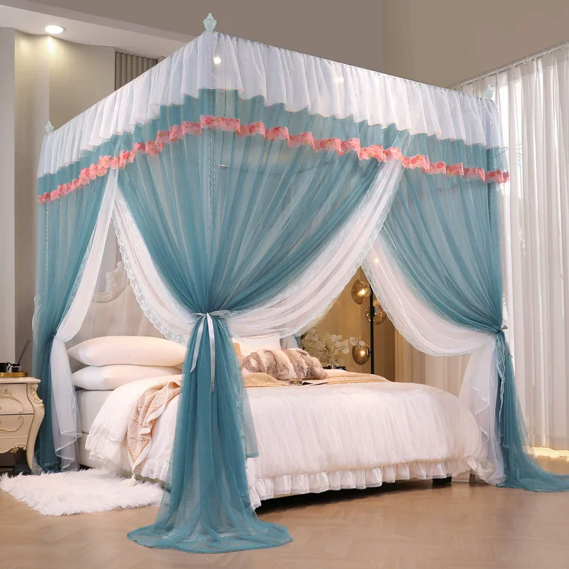 

Двухслойная квадратная москитная сетка-палатка для девочек с 3 входами и каркасом, для спальни, летняя, 1.2м, 1.5м, 1.8м, 2.0м