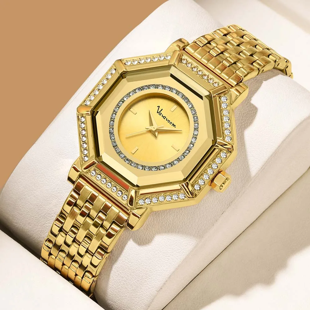

VA VA VOOM Ladies Quartz Watch Delicate Case Diamond-Set Mother-of-Pearl Dial Japanese Movement Fashion Women's Watch Dress Gift