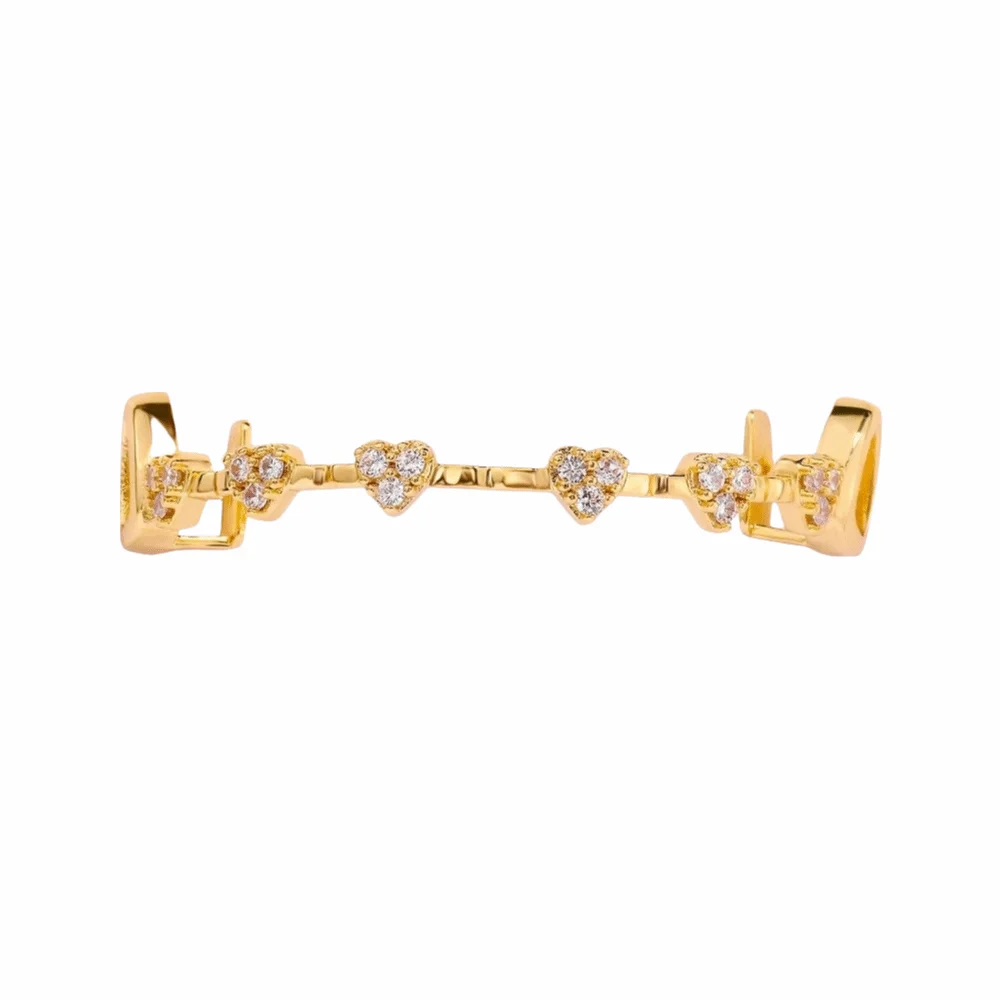 Fashion Hip Hop Dental Grills Double Glossy Zircon Charm Teeth Grillz Gold/Silver Hollow Tooth Caps Tooth Socket