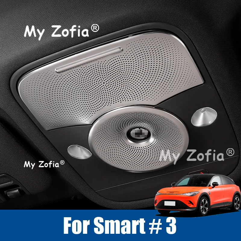 

For Smart #3 2024 2025 2026 Car Stainless Steel Instrument air outlet cover Center Console Horn Cover Door Sticker Accessories