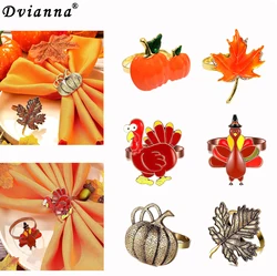 Anéis De Guardanapo De Ação De Graças, Halloween Abóbora Maple Leaf, Titulares De Turquia, Decoração De Mesa, HWH154, 6Pcs