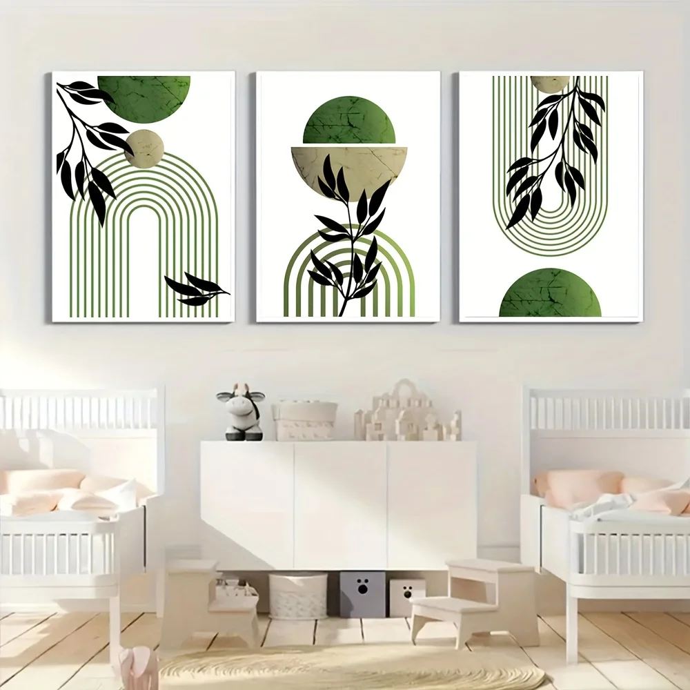 Set Of 3 Green Boho…