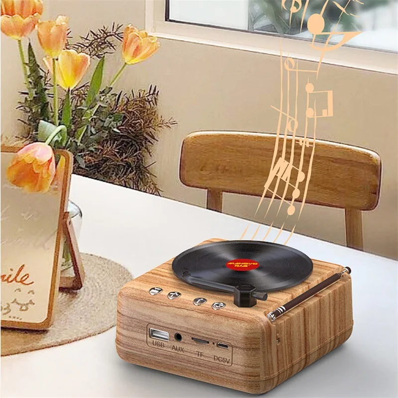 Retro Bluetooth Speakers Support TF Card FM Radio Portable Rechargeable Creative Mini Speakers Travel Home Audio Music Player