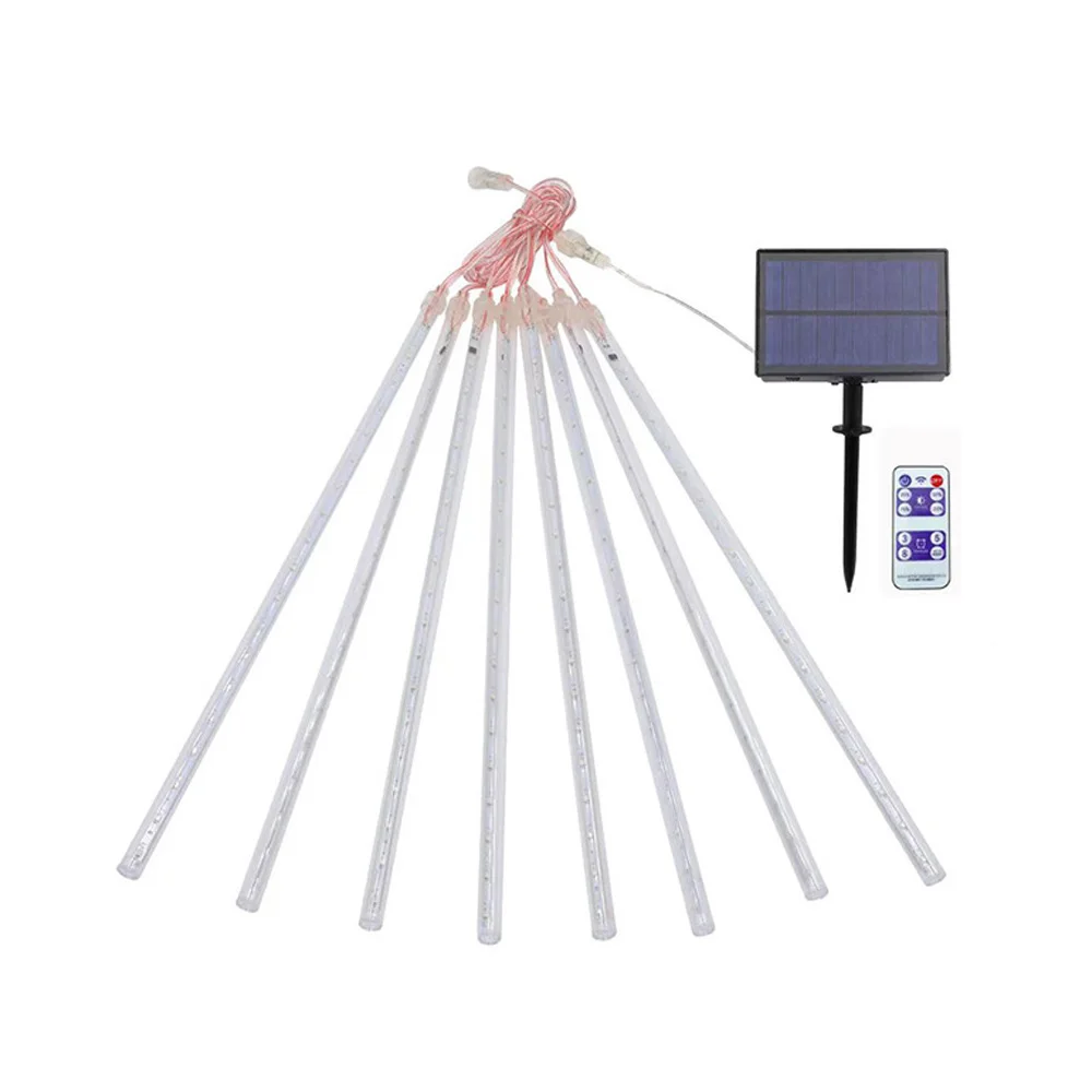 Meteor Shower Lights Outdoor Waterproof Solar Hanging Tree Lights Holiday Christmas Yard Decoration Lights String