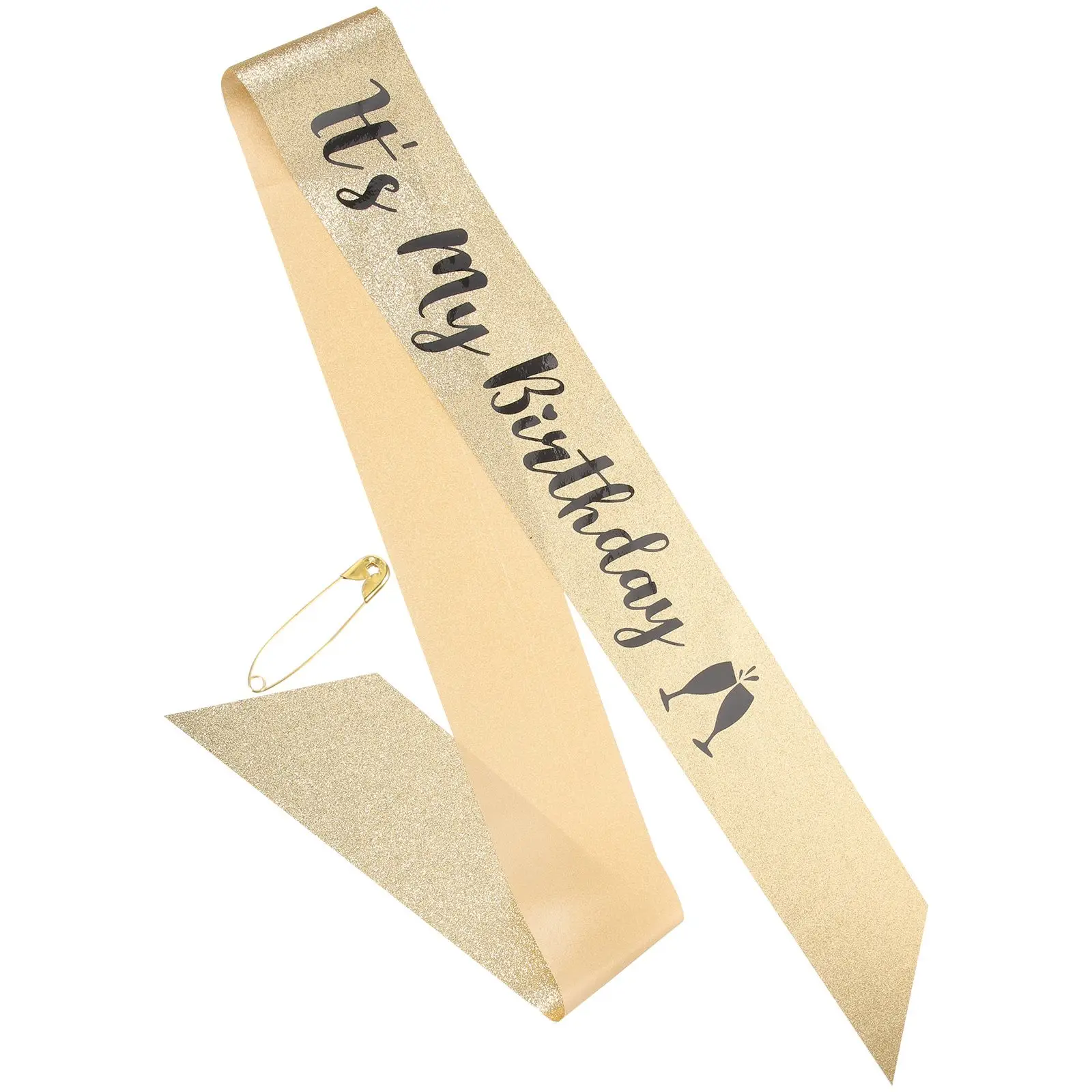 Birthday Party Sash Glitter Cloth Golden Shoulder Straps Shiny Celebration Supplies Gift Non Fading Birthday Themed Etiquette