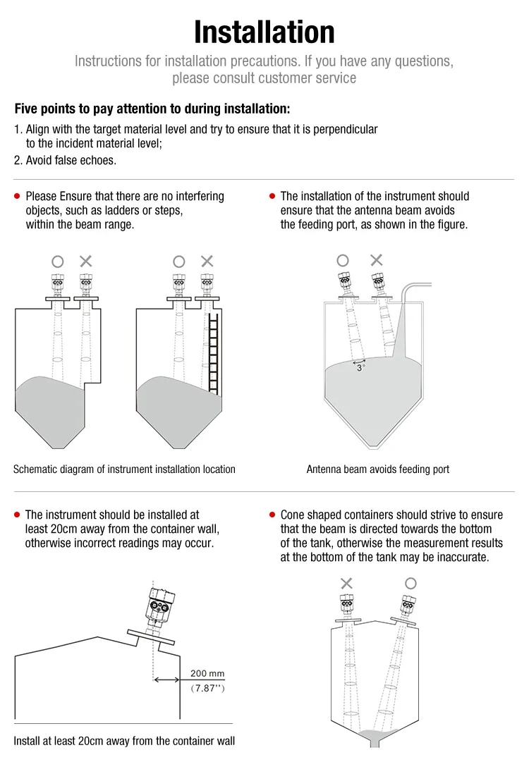 JUBO 80GHz high temperature Strong corrosive liquid radar level transmitter RS485 output radar liquid level gauge