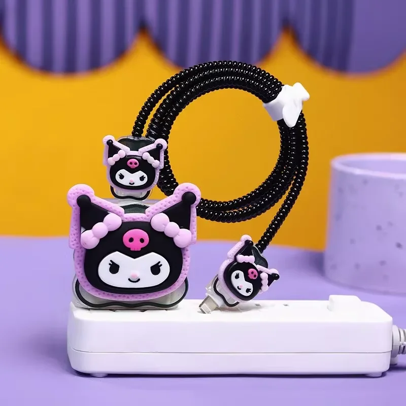 

Hello Kitty Kulomi Anime Anti-Breaking Apple Data Cable Protective Case Mobile Phone 18/20W Charger Winding Rope Decoration Gift