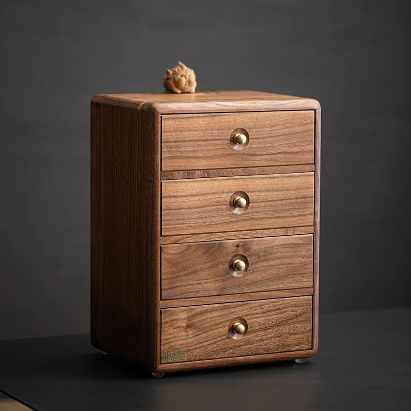 

Black Walnut Solid Wood Drawer Cabinet Cosmetics Storage Box Desk Porch Shelf Dresser Jewelry Home Furnishing