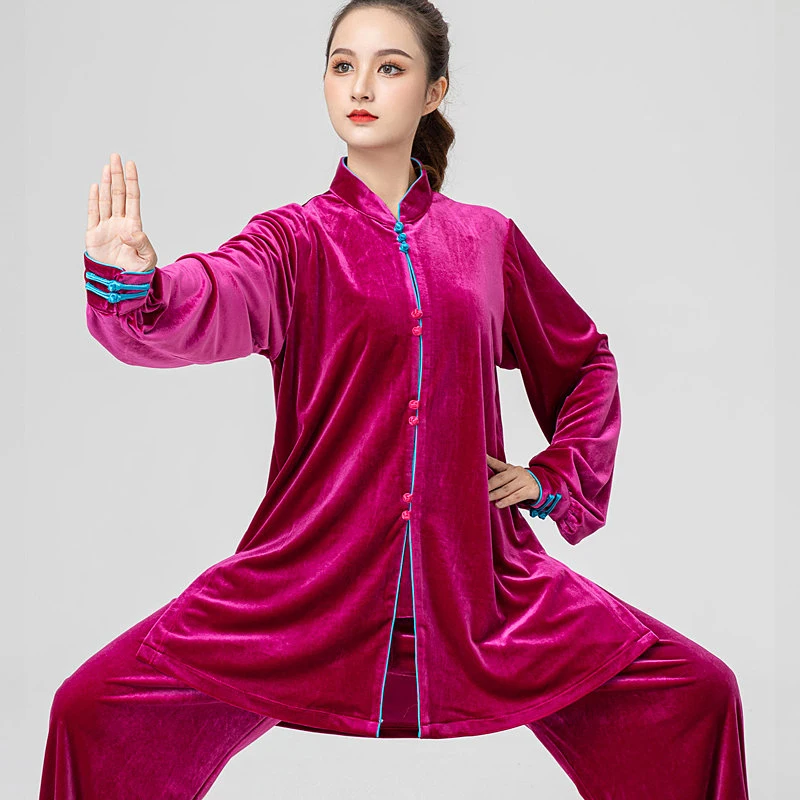 Women's Unisex Tai Chi Suit Korean Velvet Golden Heavyweight Warmth 2022 Spring/Autumn Martial Arts Training Wear