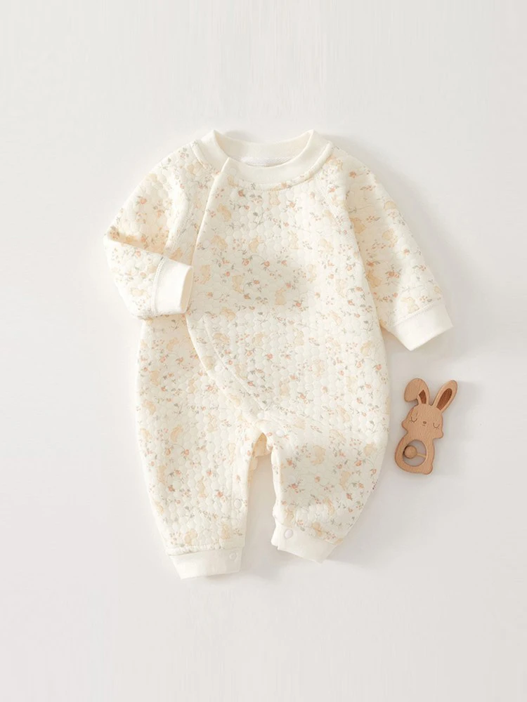 

Warm Cotton Baby Rer Autumn Winter Sle Close-Fitting Baby Bodysuit Low Waist Long Pants Cotton Fabric Baby Clothes