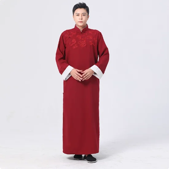 

Костюм Тан с вышивкой в китайском стиле, костюм с перекрещенными растами, длинный халат