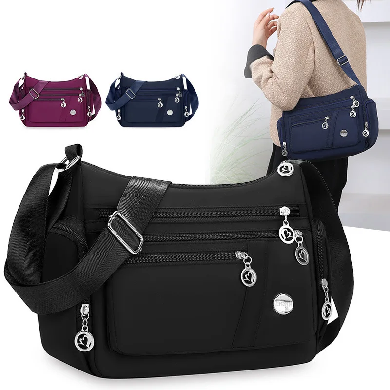 

Multi-compartment Shoulder Bag Solid Color Waterproof Women's Bag Lightweight Casual Large-capacity Crossbody Bag