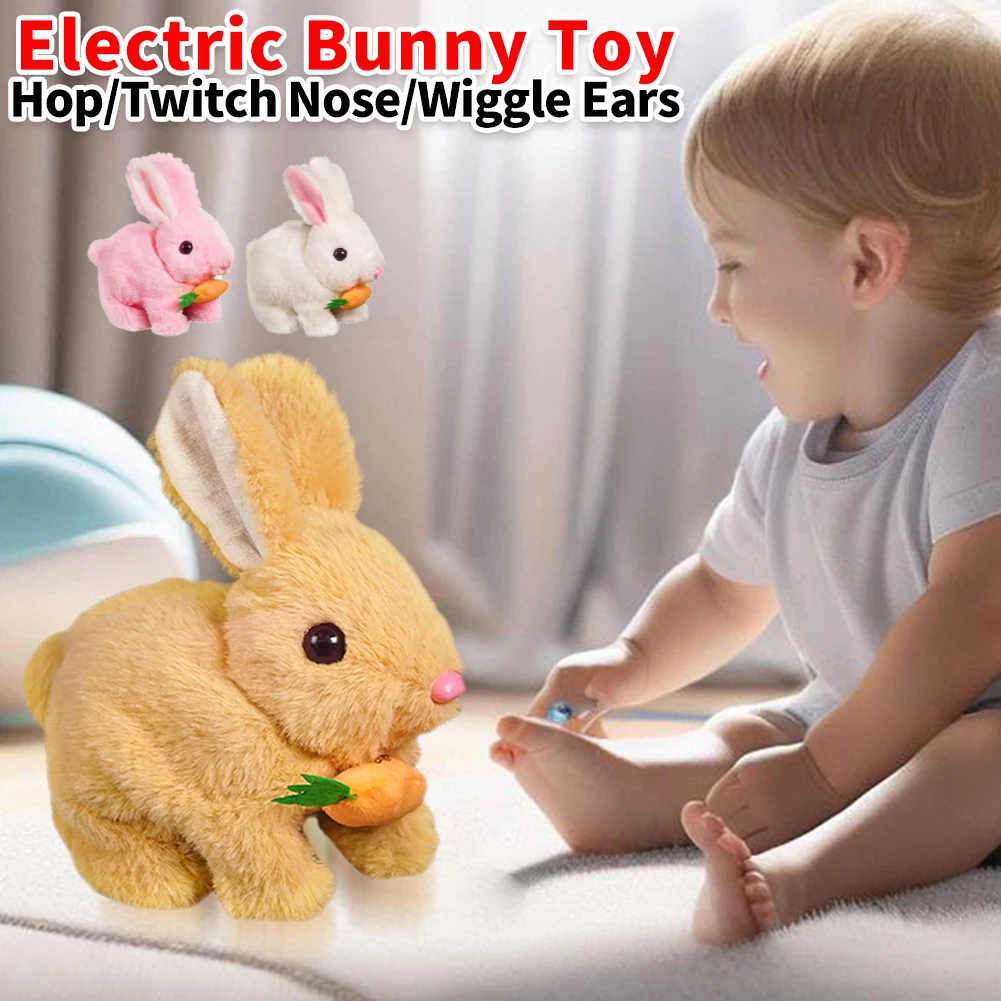 Simulation Electric Rabbit Pet Toy with Sounds & Movements Cute Electric Rabbit Interactive Toys Jumping Twitching Shaking Ears