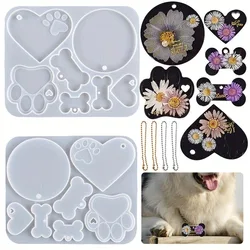 DIY Epoxy Resin Dog Tag Silicone Mold Resin Keychain Moulds Dog Bone Tag Silicone Moulds Round Tag Epoxy Moulds Love Heart Mould