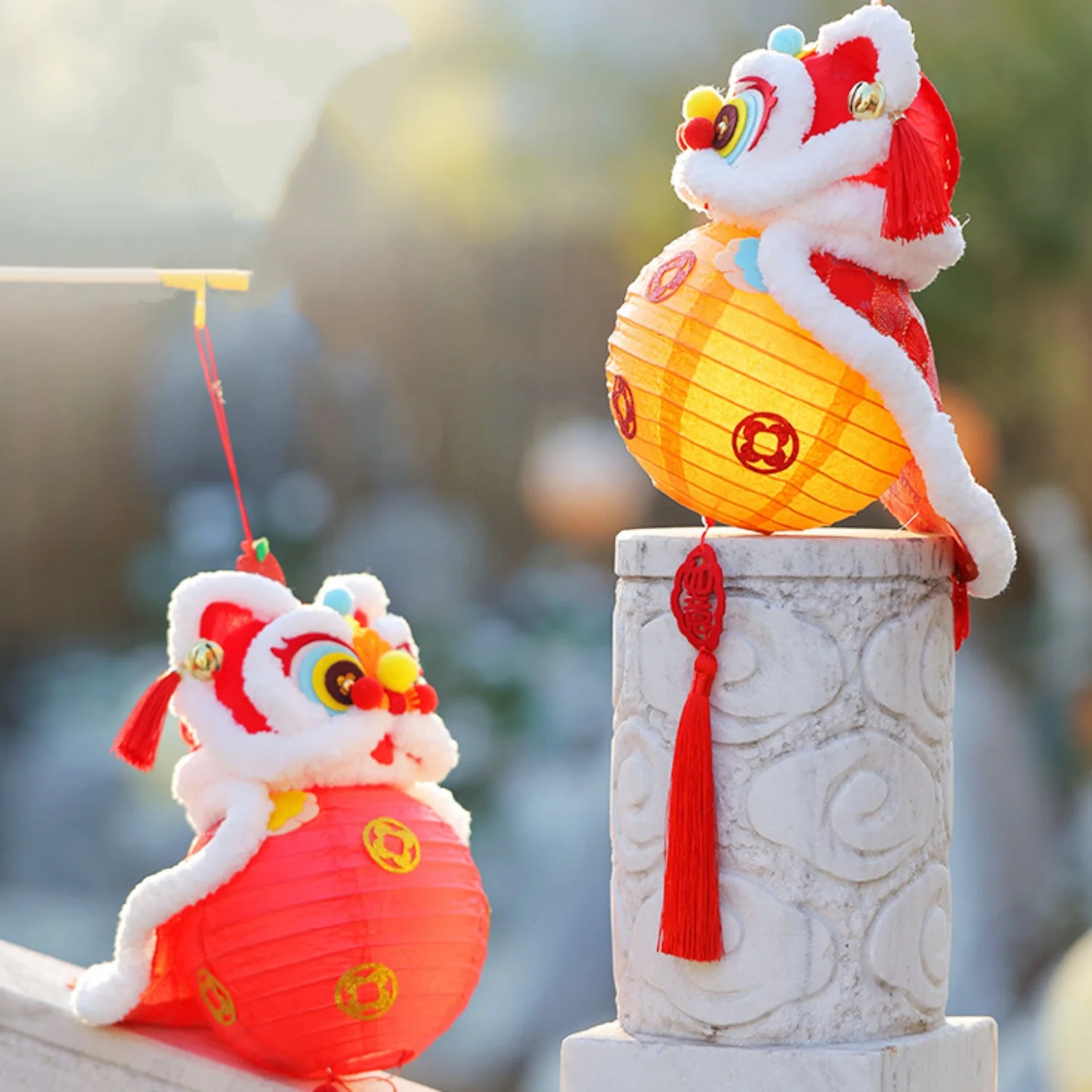 

Chinese Style Luminous Lantern Cute Lion Dance DIY Paper Lantern Spring Festival Home Party Decoration Props Decor Lamp 2026