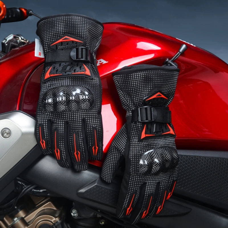 

Ones Again! Men Winter Warm Motorcycles Riding Long Gloves Waterproof Windproof Anti-fall Rider Electric Bike Moto Gloves