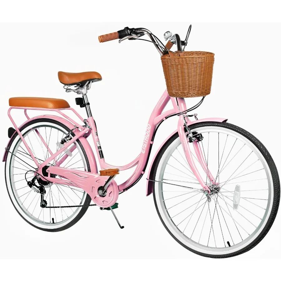 

26 Inch Beach Cruiser Bike for Women: Hybrid Womens Bike with 7 Speed Adjustable Seat Lightweight Design for Easy Riding on San