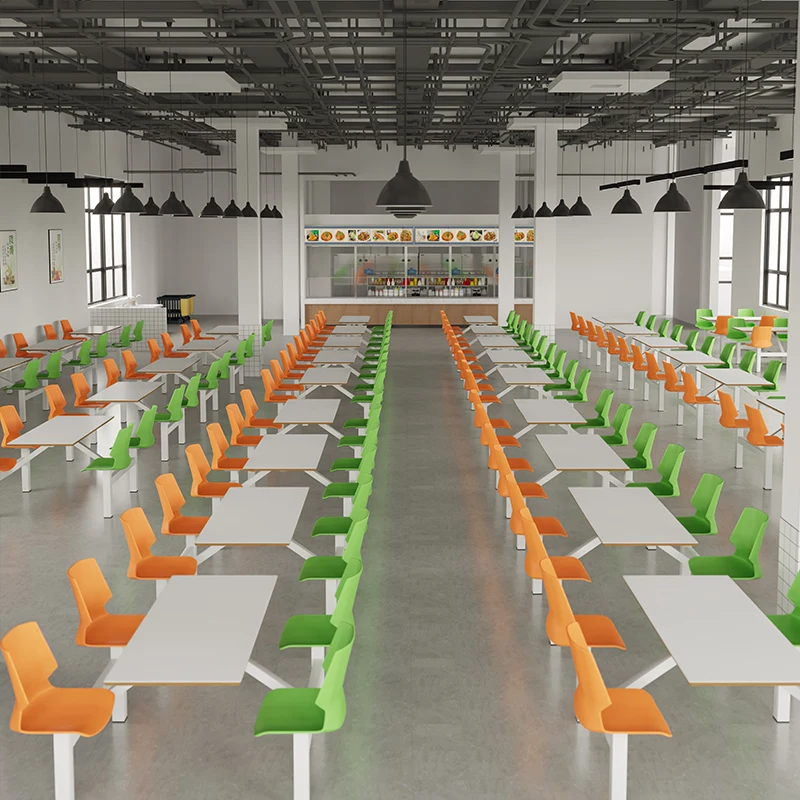 University School snack fast food restaurant factory integrated table and chair stainless steel dining table and chair