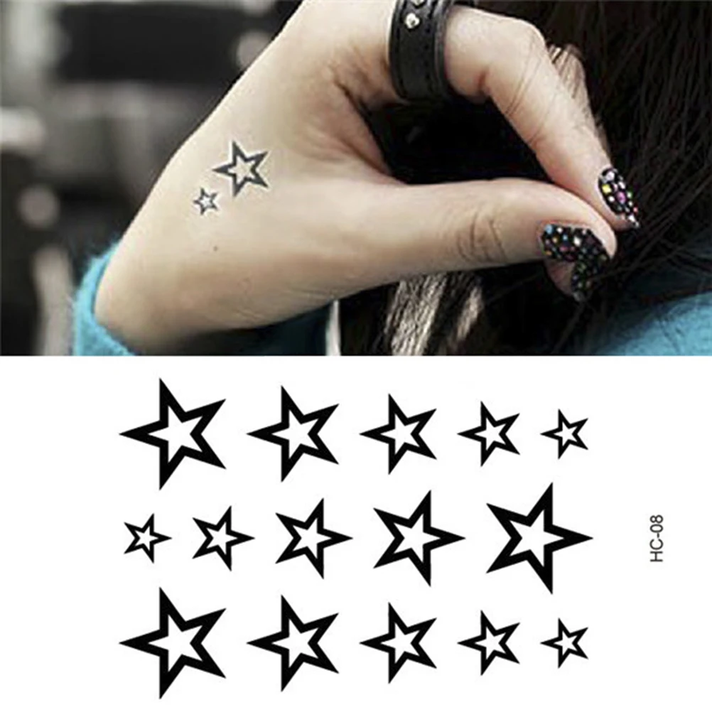 

Hot Sale Hollow Star Water Transfer Star Waterproof Temporary Tattoo Sticker Sexy Product