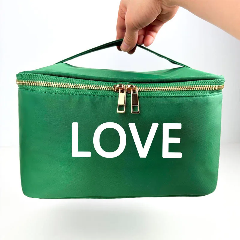 Custom Name 30PCS Zipper Cosmetic Bag For Women Travel Toiletry Case With Mirror Ladies Portable Hanging Makeup Organizer Box