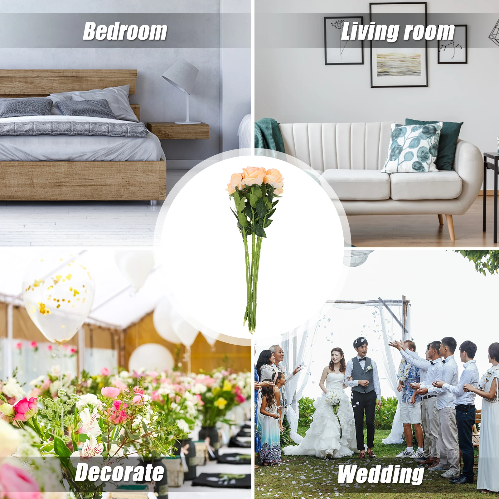 

Artificial Rose Flower Bouquet Lifelike H made Decor Wedding Valentine Anniversary Home Office Silk Flower Rose Party