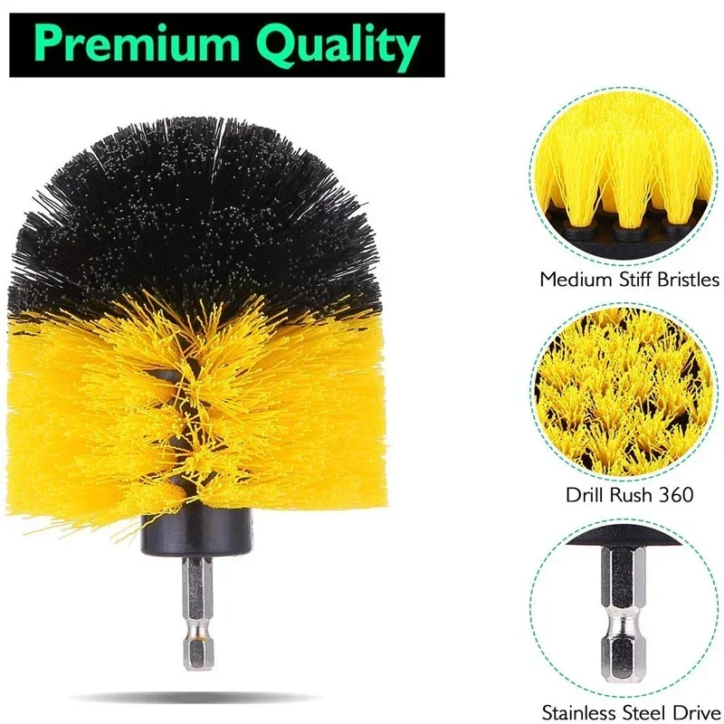 Electric Drill-Brush Head Kit Attachment Power Scrubber Brush For Carpet Bathroom Kitchen Bathroom Car Cleaning Tool Wash Set