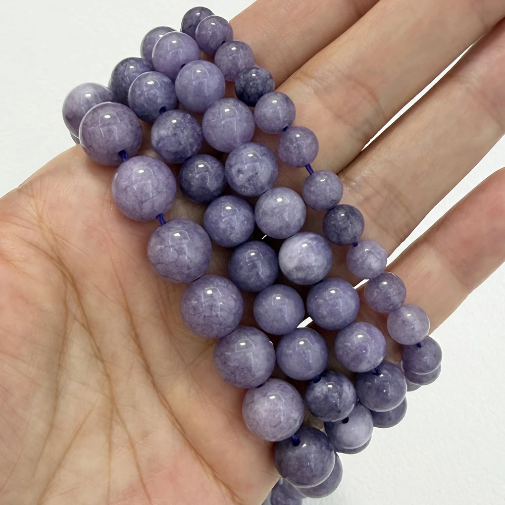 Natural Stone Violet Angelite Round Loose Beads 6 8 10MM Pick Size 15