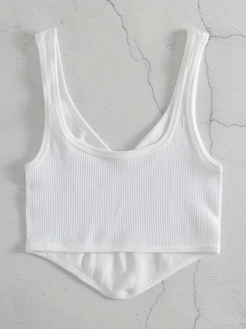 قمم قصيرة نسائية محبوكة بفتحة رقبة V عميقة ، قمة بدون خياطة مثيرة ، حمالة صدر عصرية ، سترة رياضية بدون أكمام عارية الظهر ، هاراجوكو أساسية ، موضة نسائية #5