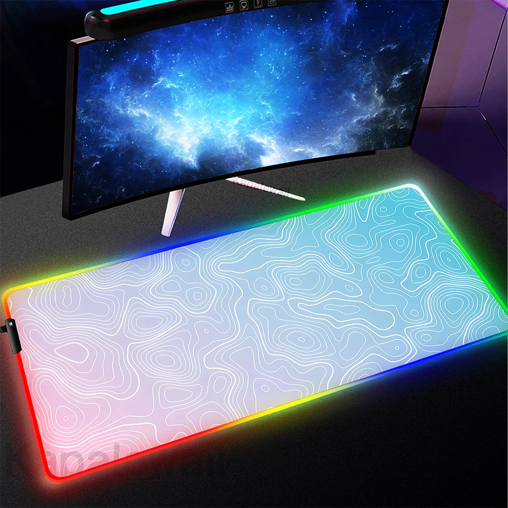 

RGB Black and White Mouse Pad Gaming LED Light Mousemat Large Desk Mat Pc Gamer Accessoires Mousepad Speed Keyboard Pads Backlit