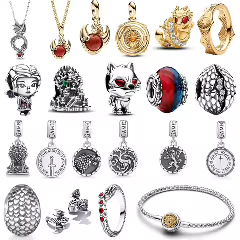 Hot Sale Miniso Wolf Dragon Seat Series Ring Earrings Necklace Beads Fit Bracelet 925 Silver Women Pendant Jewelry Trinkets