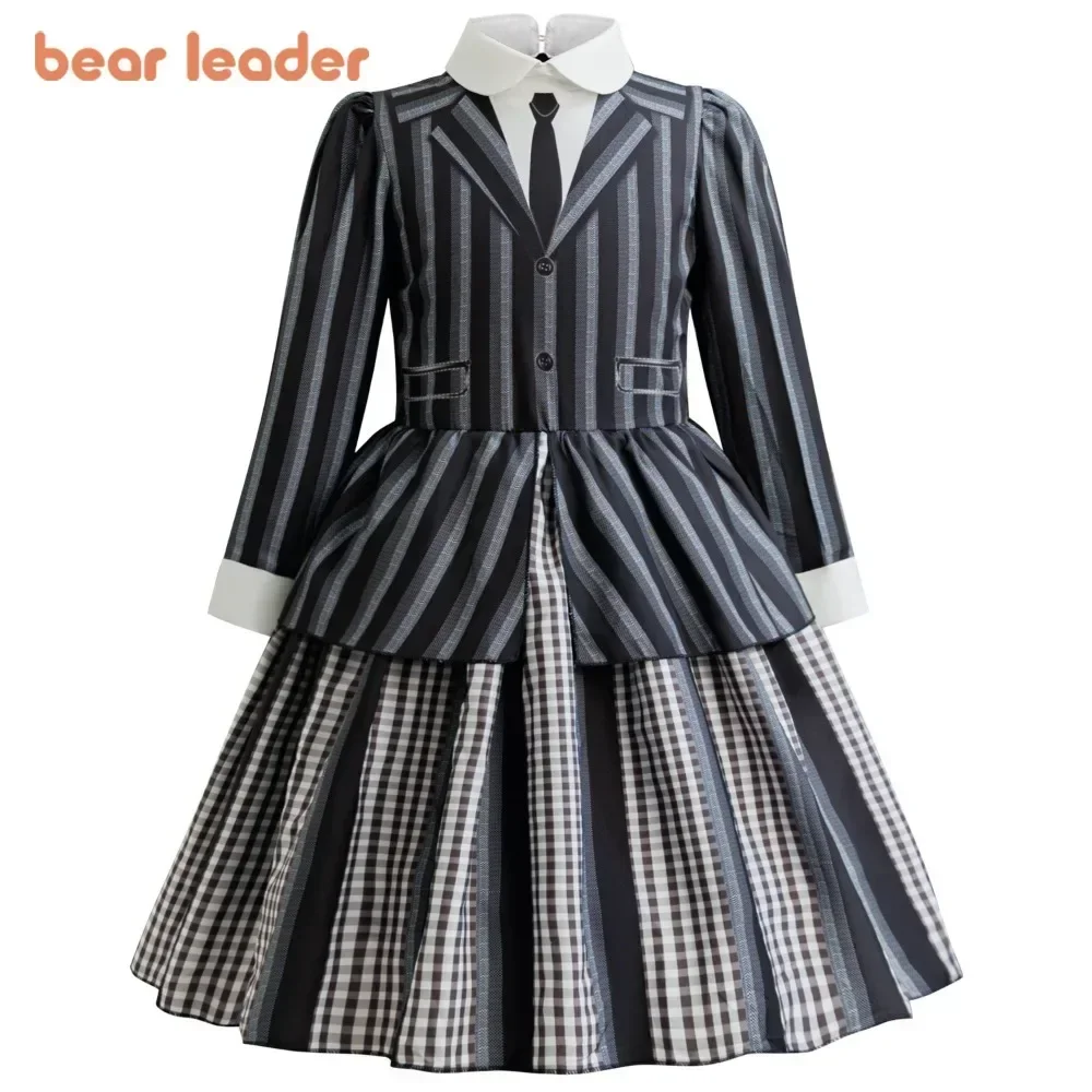 

Bear Leader Girls' Costume Halloween Stage Performance Cosplay Children's Dresses Fake Two-piece Gray School Uniform Dress